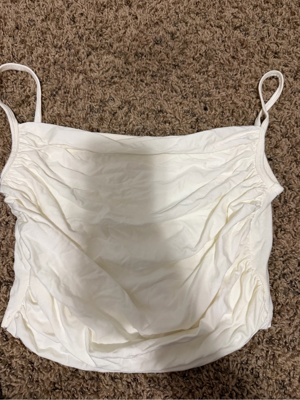 White Ruched Spaghetti Strap Tank Top (never worn)